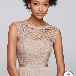 Long Bridesmaid Dress with Lace Bodice